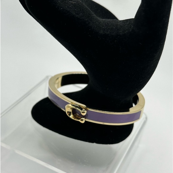 COACH Signature C Logo Bangle Bracelet in Purple and Gold - Picture 4 of 4
